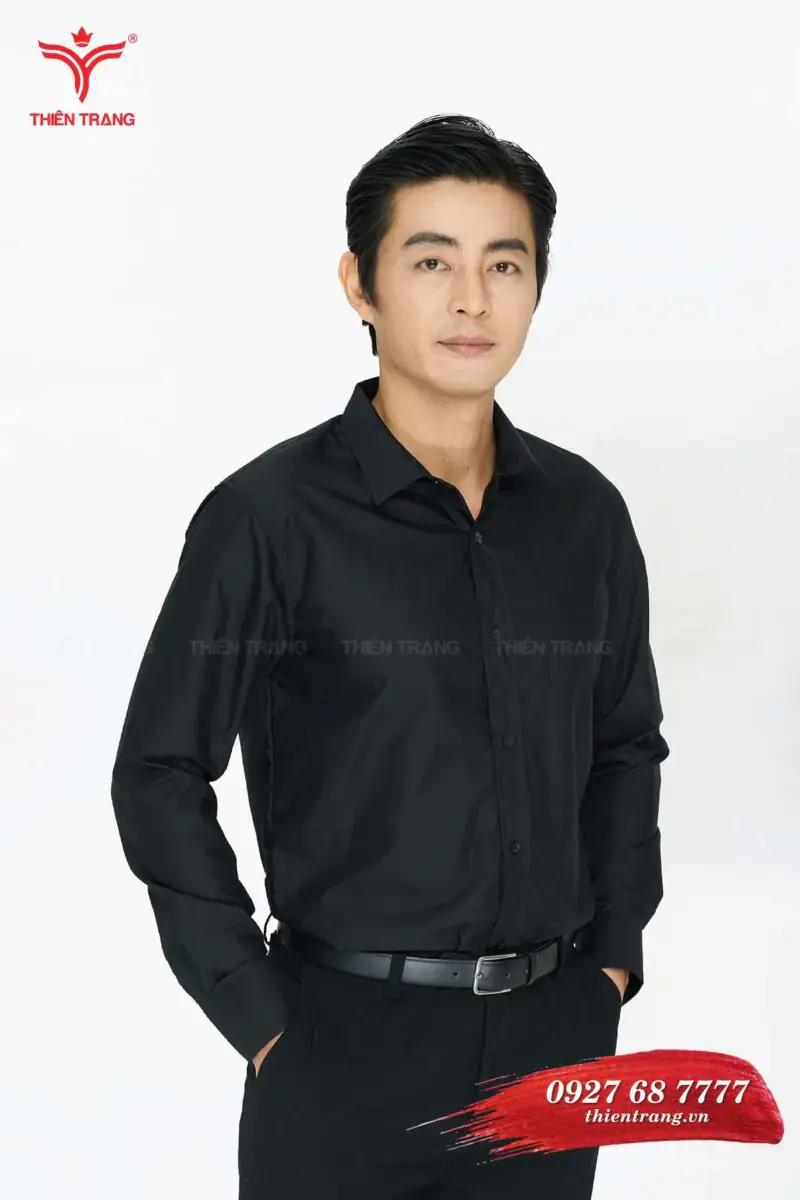 Trước áo sơ mi công sở nam TTDNGASMDNM2 màu đen
