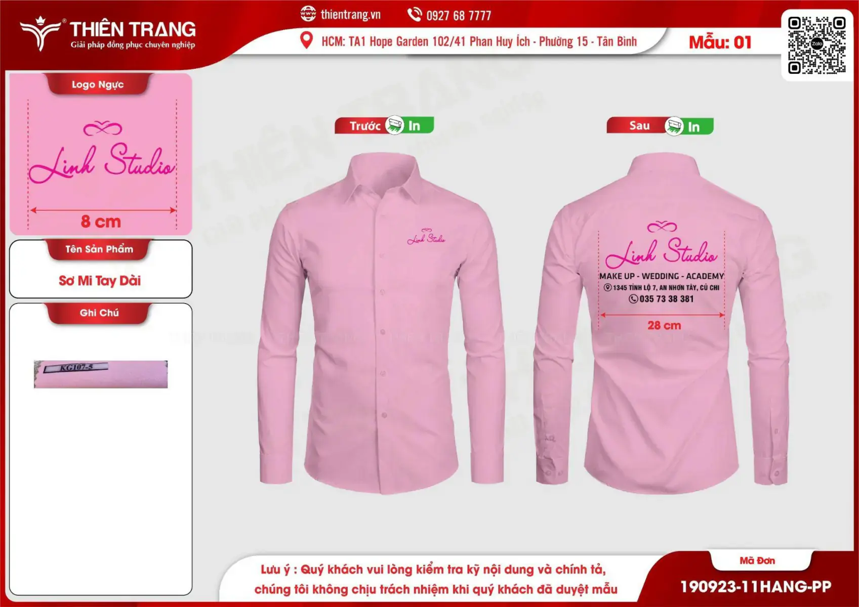 Maket áo sơ mi dài tay Linh Studio