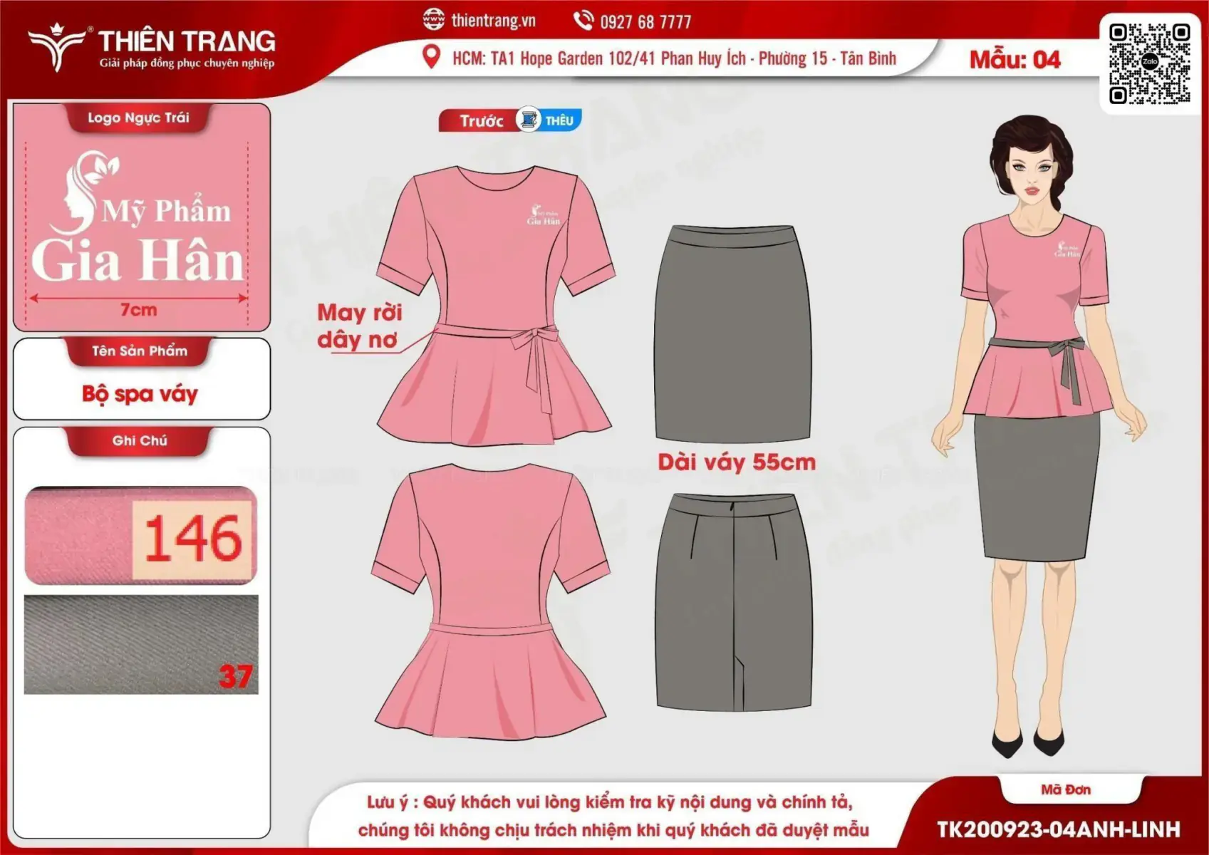 Maket bộ spa nữ thương hiệu Mỹ phẩm gia hân