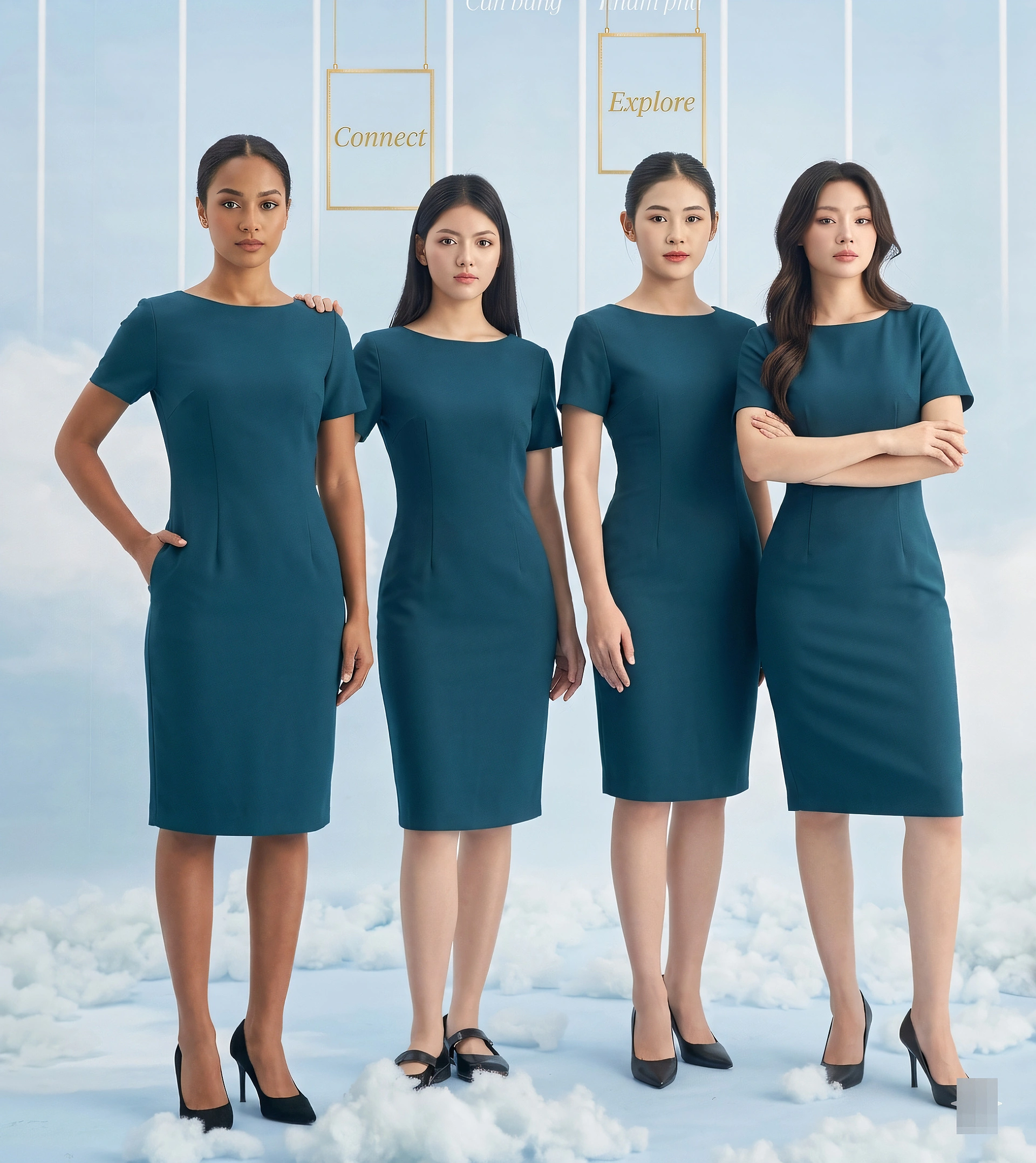 Mẫu đồng phục spa màu xanh đẹp