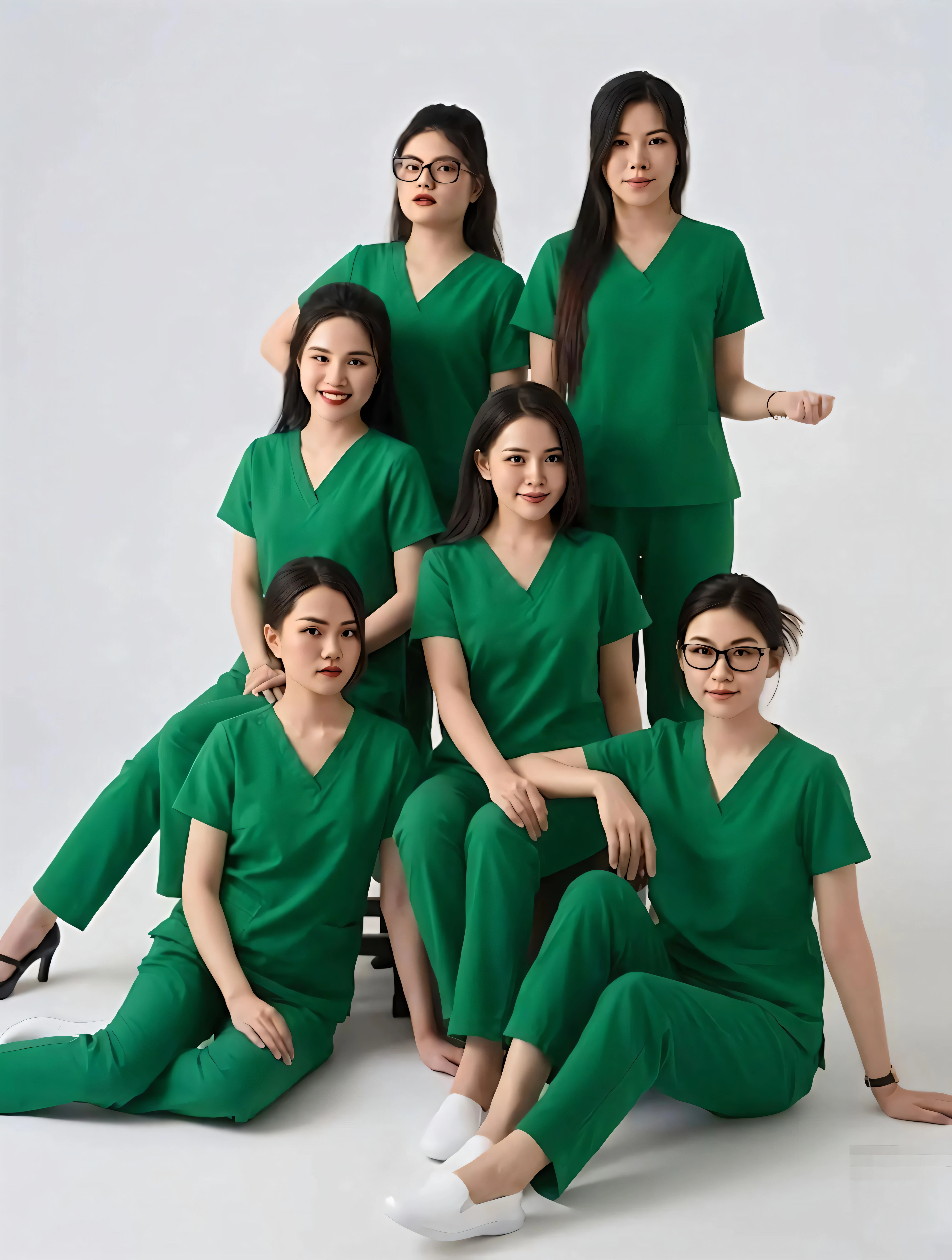 Mẫu đồng phục spa màu xanh đẹp