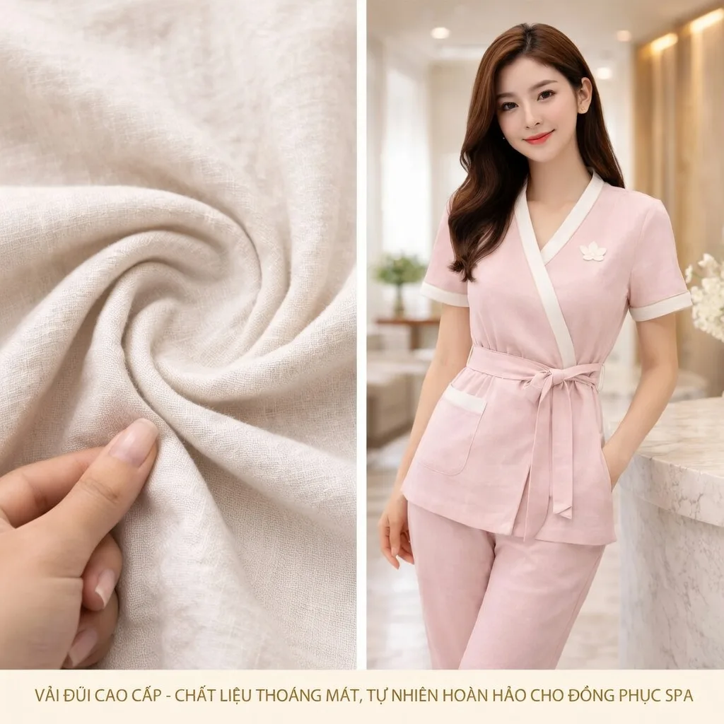 vải may đồng phục spa