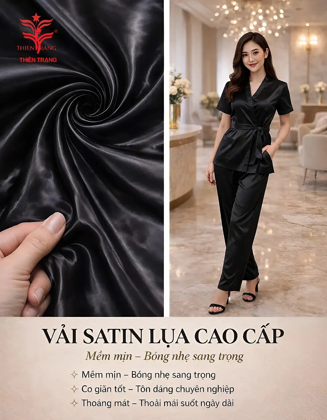 Vải Satin lụa cho bộ đồng phục đẹp