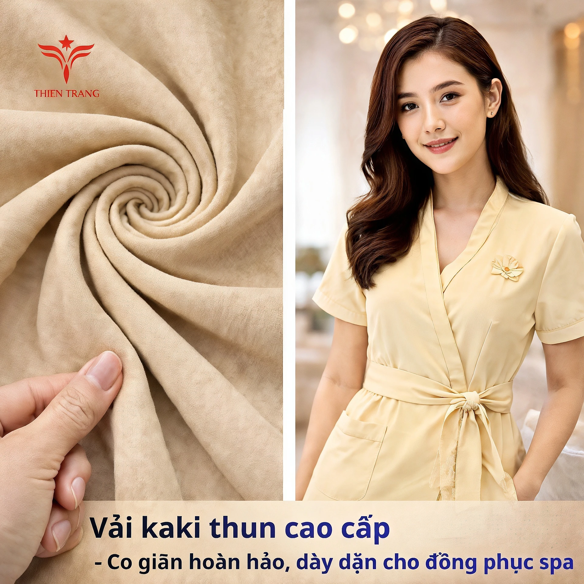 vải may đồng phục spa