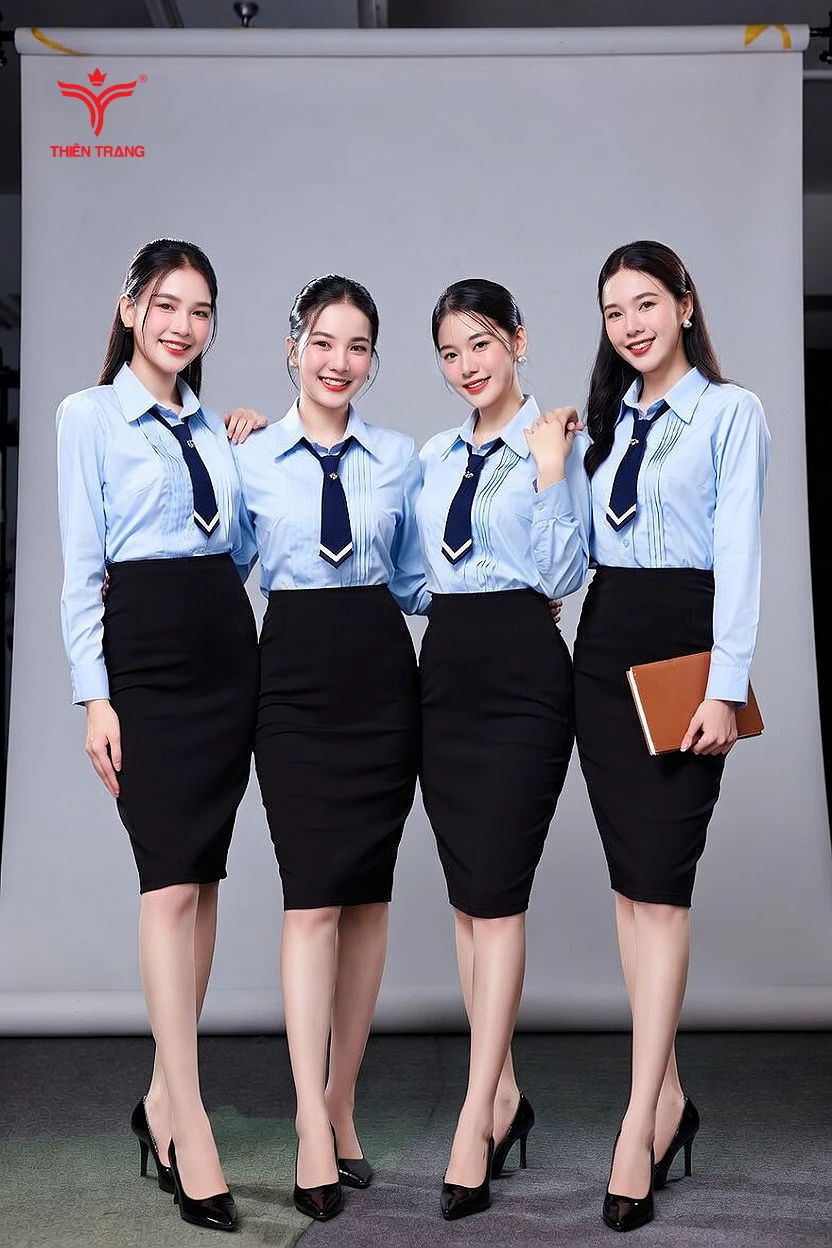 đồng phục spa màu xanh đẹp
