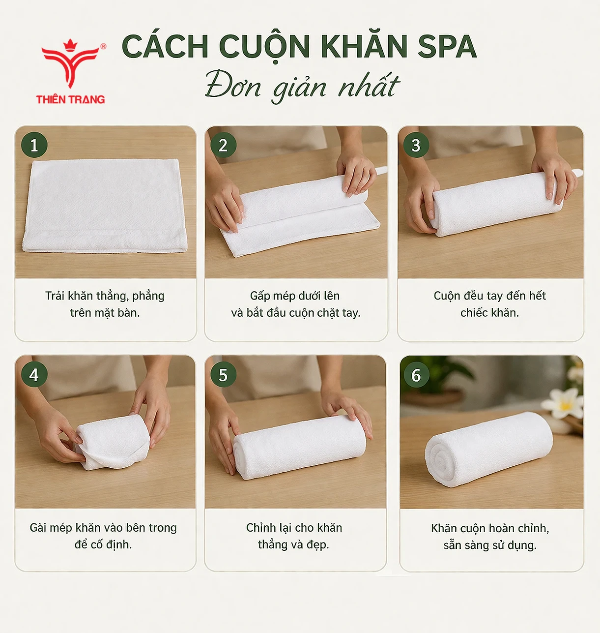 Cách cuộn khắn spa 