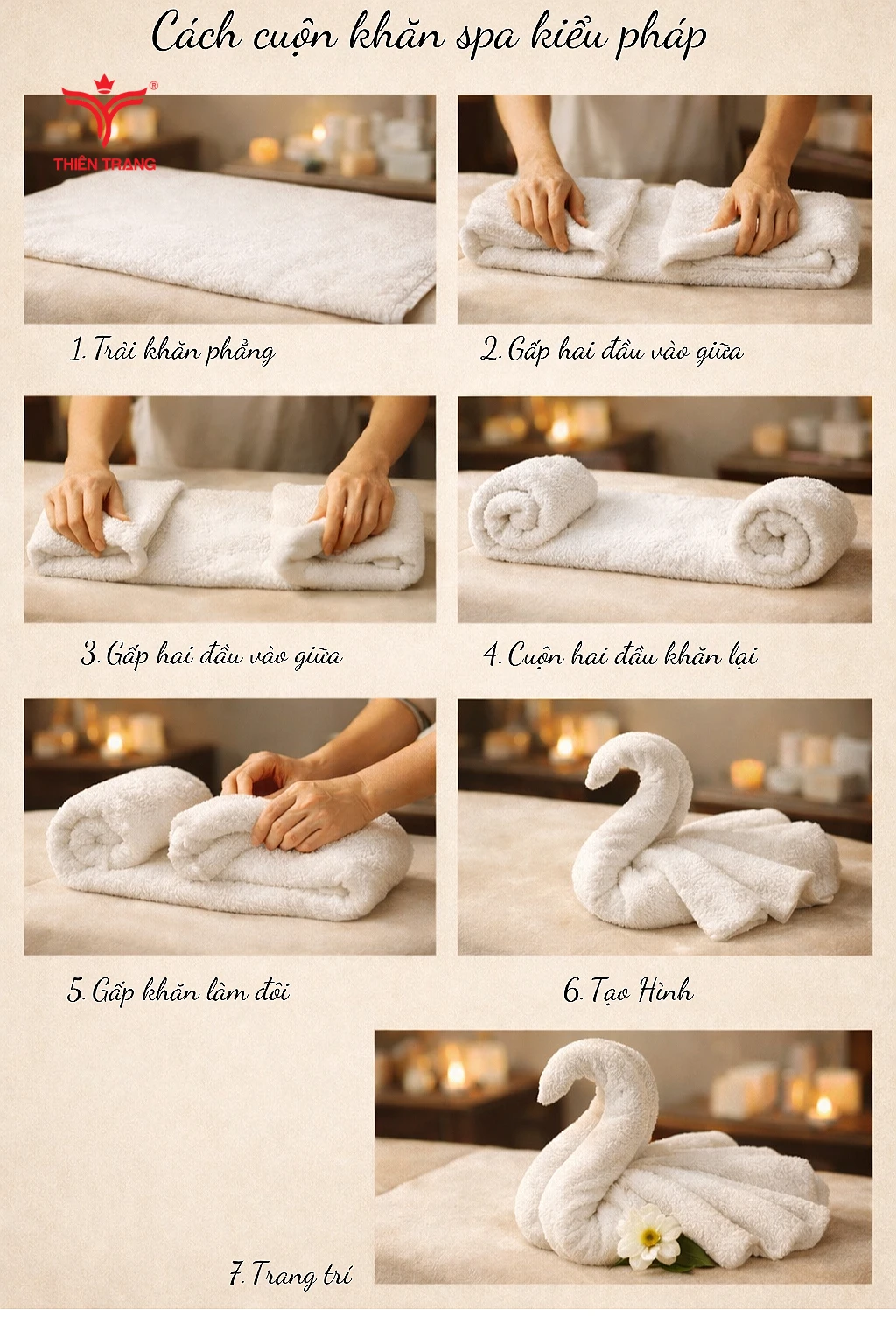 Cách cuộn khắn spa 