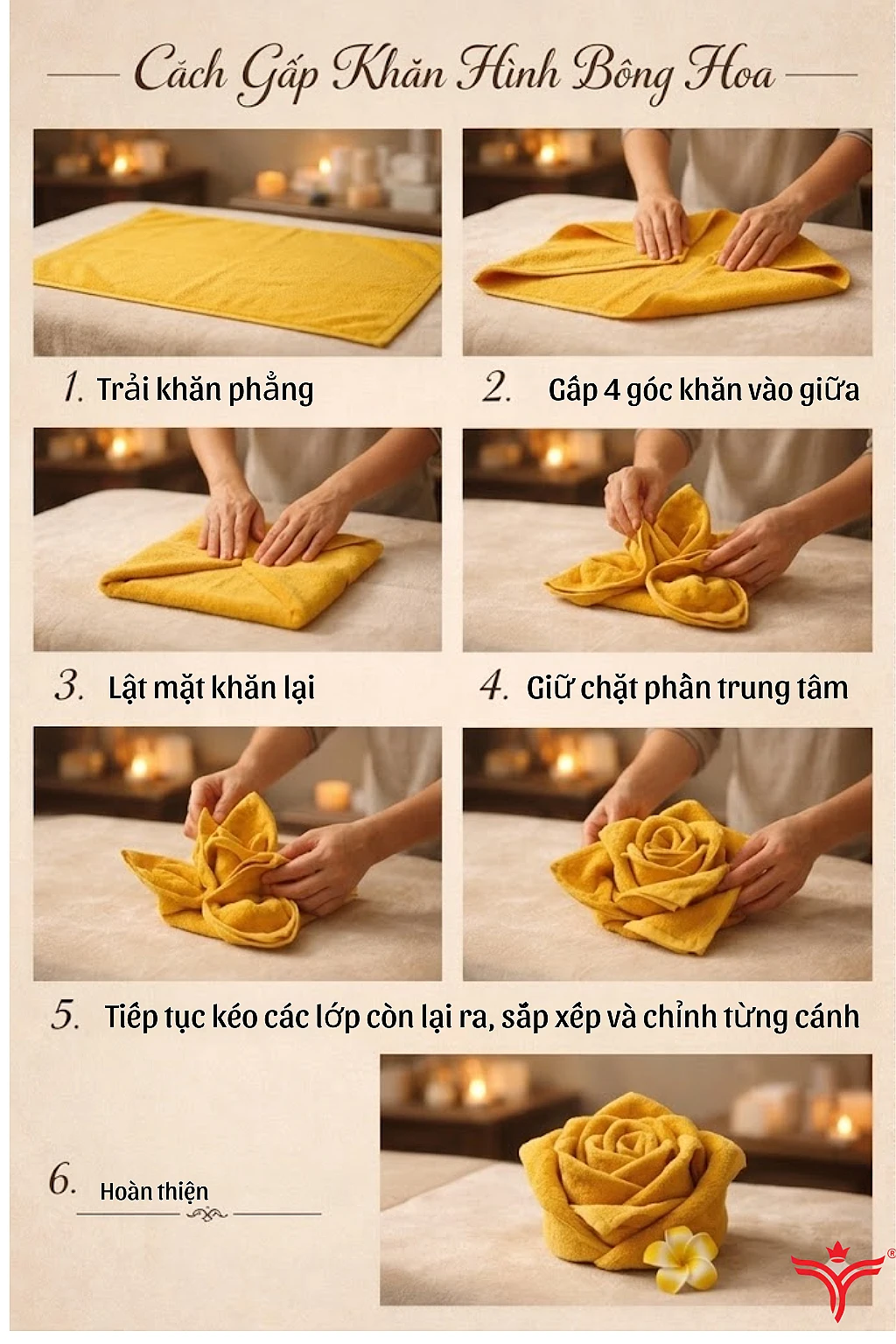 Cách cuộn khăn spa