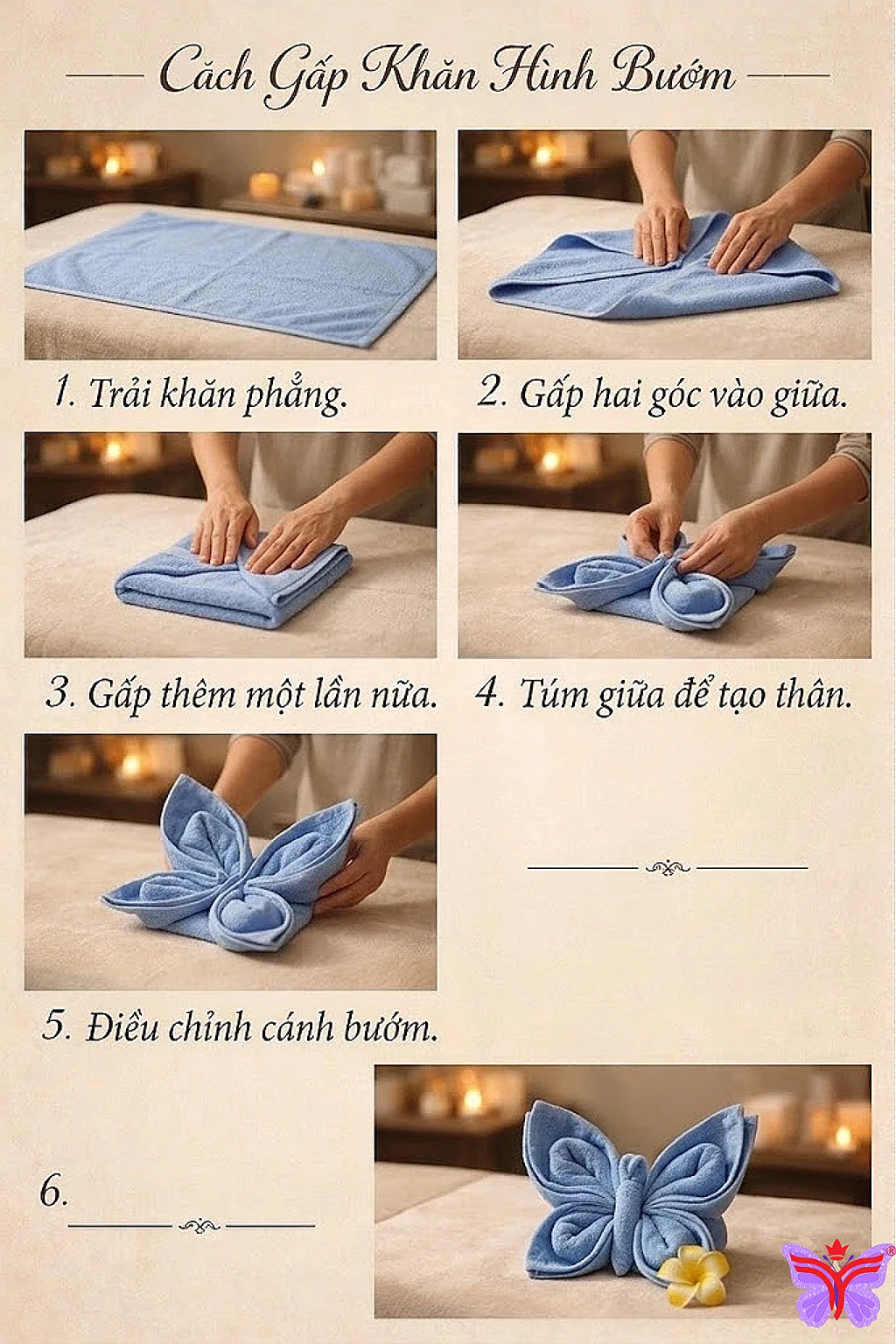 Cách cuộn khăn spa