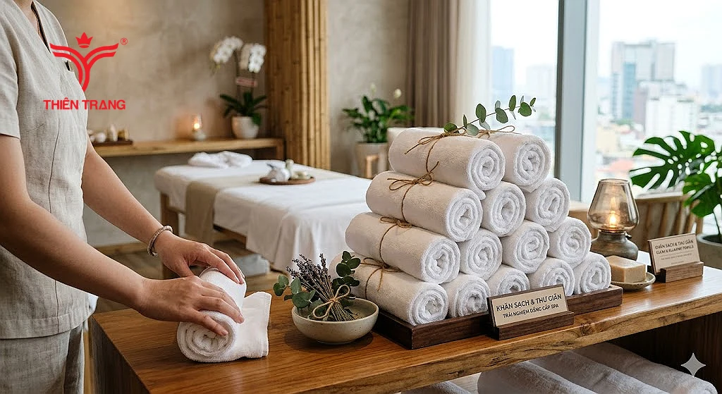 Cách cuộn khăn spa