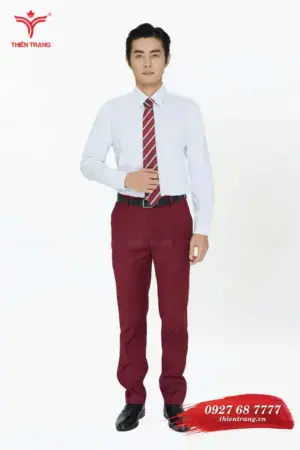 Áo sơ mi công sở nam TTDNGASMDNM1C màu trắng phối đỏ