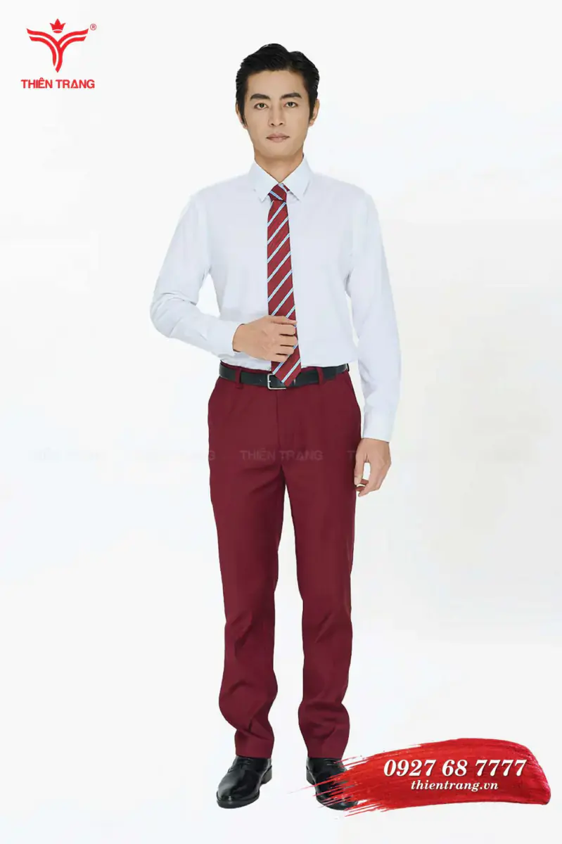 Áo sơ mi công sở nam TTDNGASMDNM1C màu trắng phối đỏ