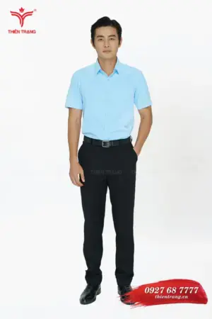 Áo sơ mi công sở ngắn tay nam TTDNGASMDNM5 xanh dương