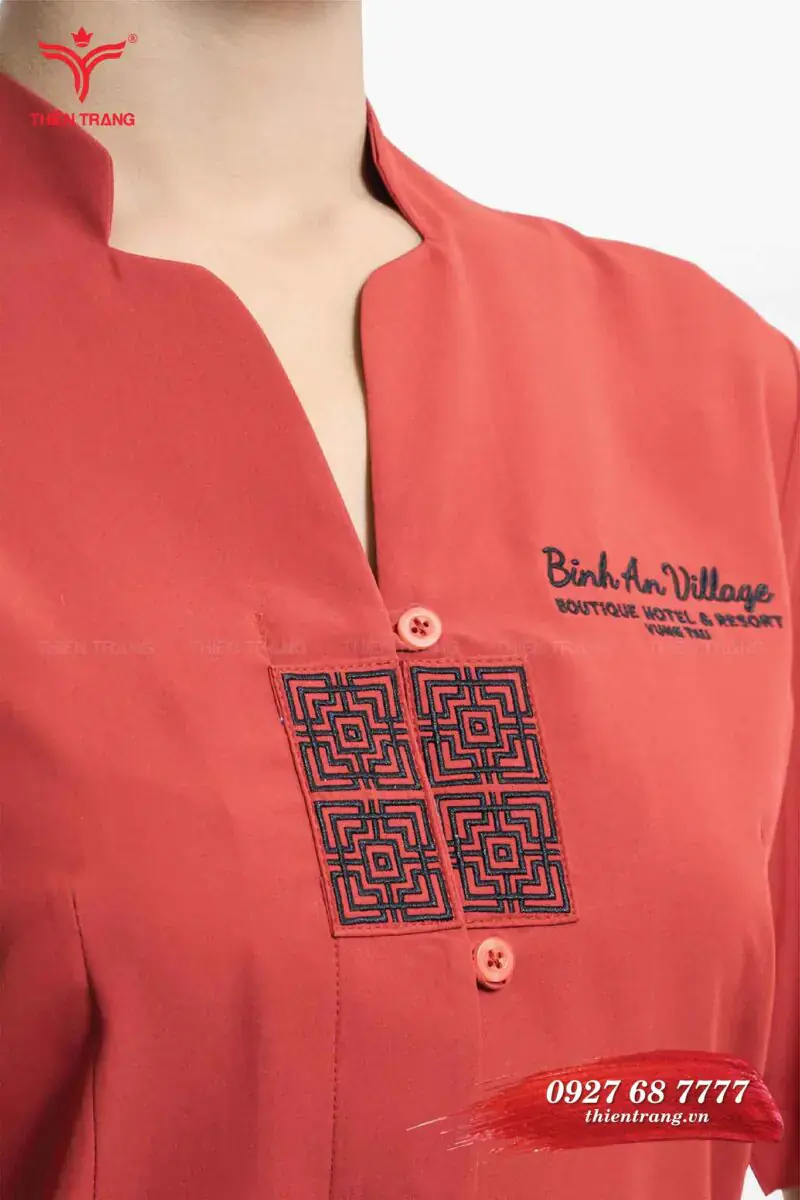 Đồng phục phục vụ nhà hàng nữ TTNHAPVWM9 màu cam - Ảnh 4