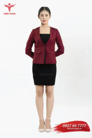 Đồng phục áo Vest lễ tân spa TTSPALT17 màu đỏ