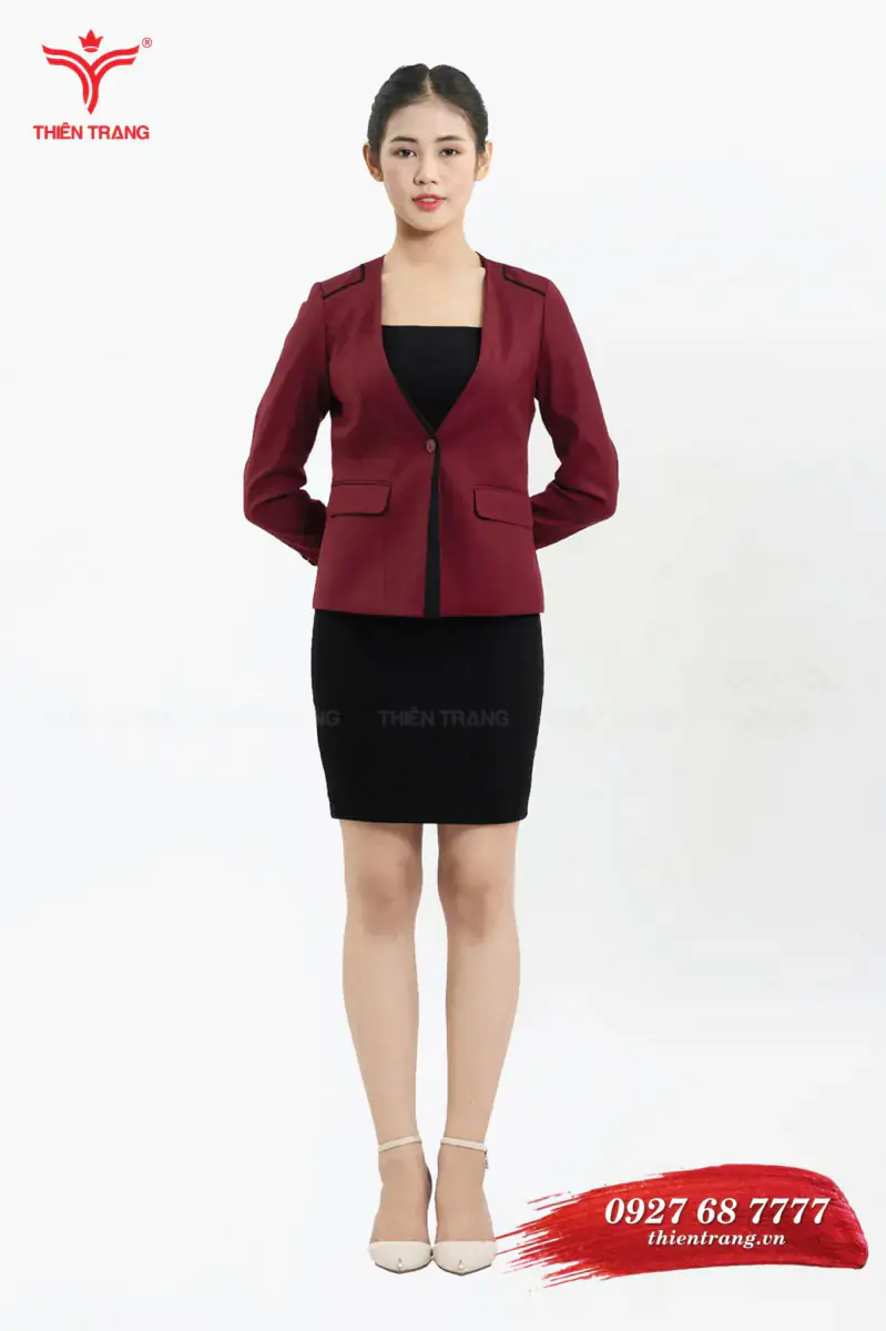 Đồng phục áo Vest lễ tân spa TTSPALT17 màu đỏ