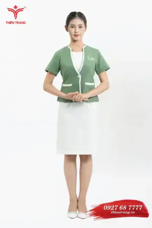 Đồng phục áo Vest lễ tân spa TTSPALT6 xanh lá cây