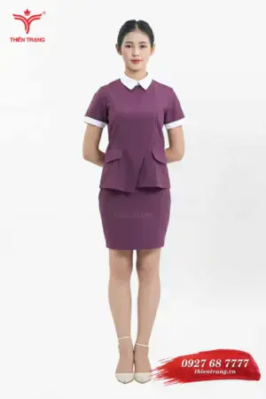 Đồng phục áo Vest nữ lễ tân spa màu tím TTSPALT4 phối váy