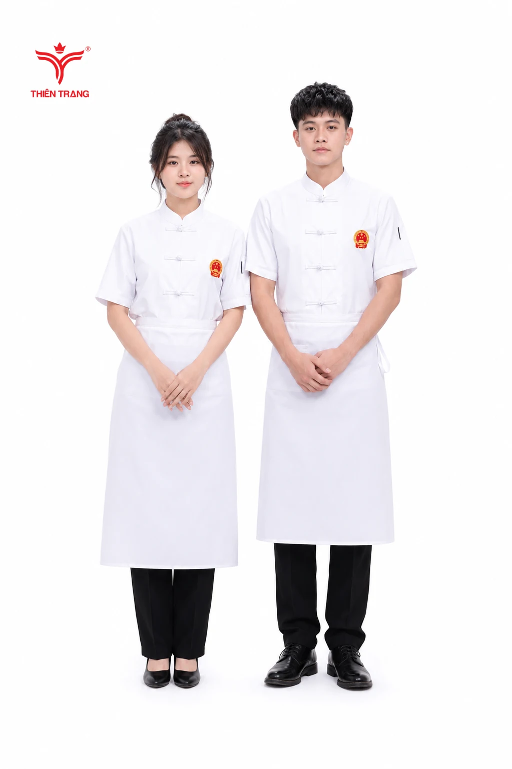 Đồng Phục Bếp Khách Sạn Cổ Tàu Màu Trắng Sang Trọng