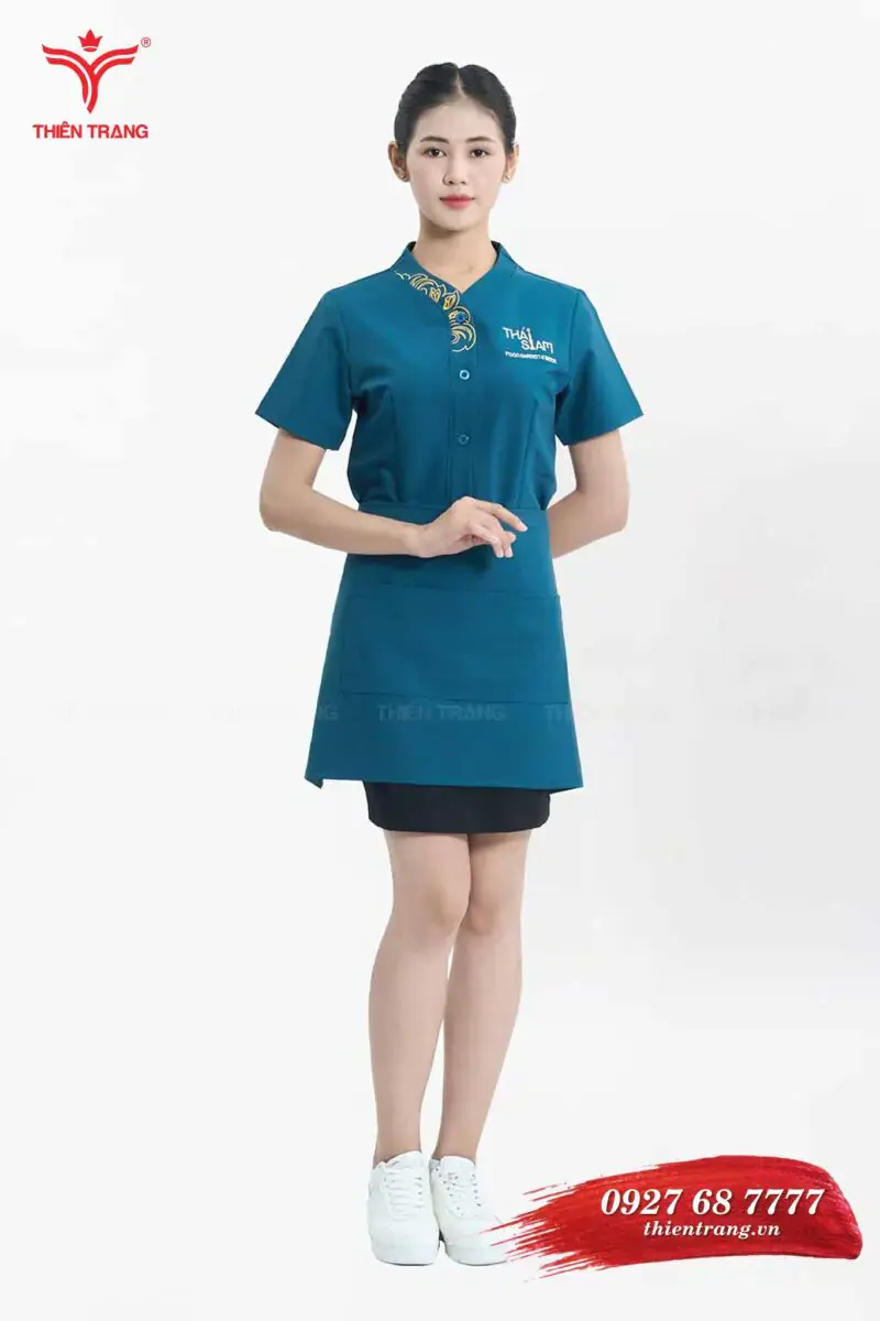 Đồng phục phục vụ nhà hàng nữ TTNHAPVWM5 màu xanh dương