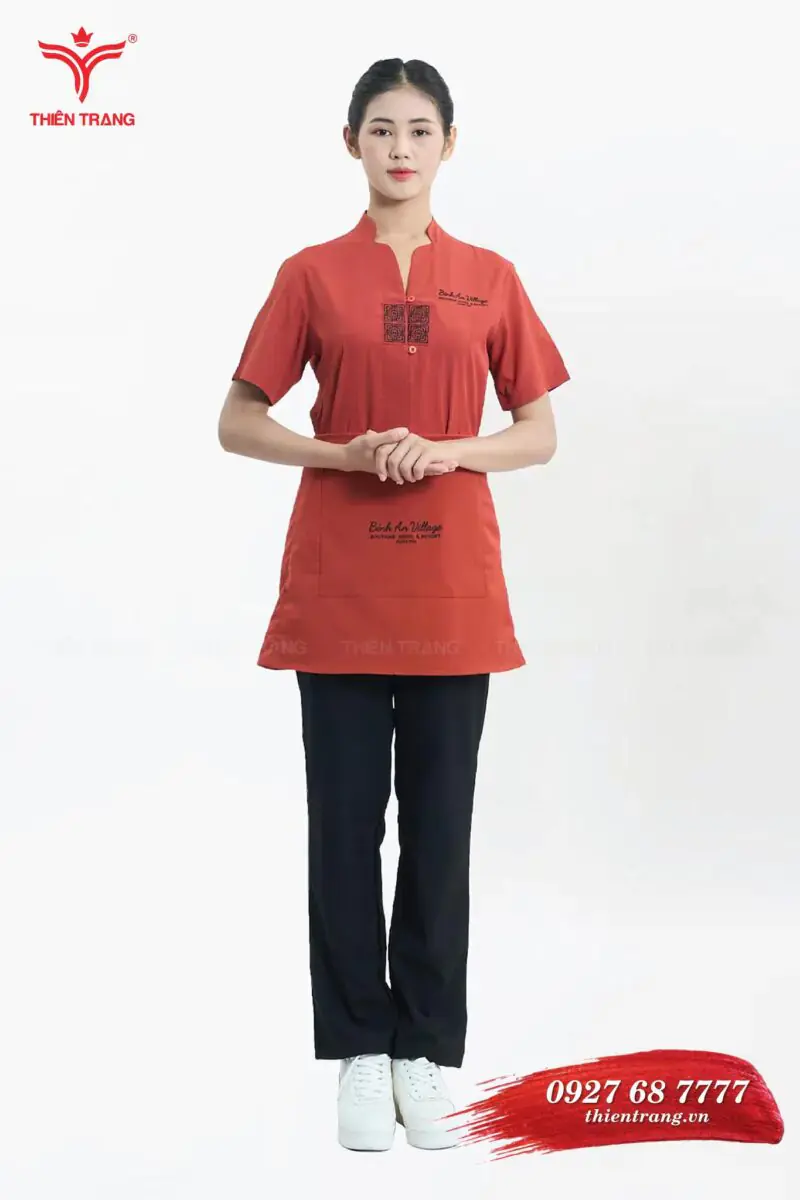 Đồng phục phục vụ nhà hàng nữ TTNHAPVWM9 màu cam