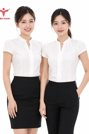 Đồng phục sơ mi nữ tư vấn viên spa TTDNGASM05 màu xanh đậm