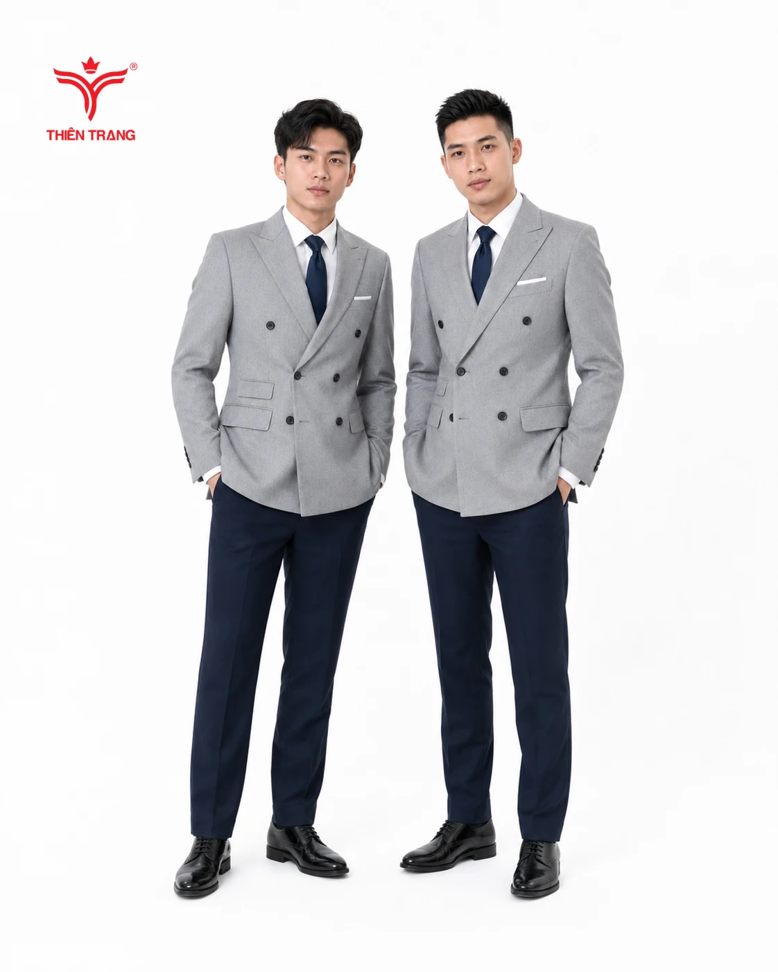 Đồng phục Vest nam sáu khuy dáng suông màu xám - Ảnh 2