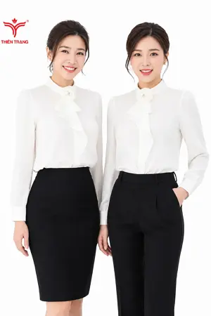 Đồng phục sơ mi nữ tư vấn viên spa TTDNGASM5 màu xanh dương