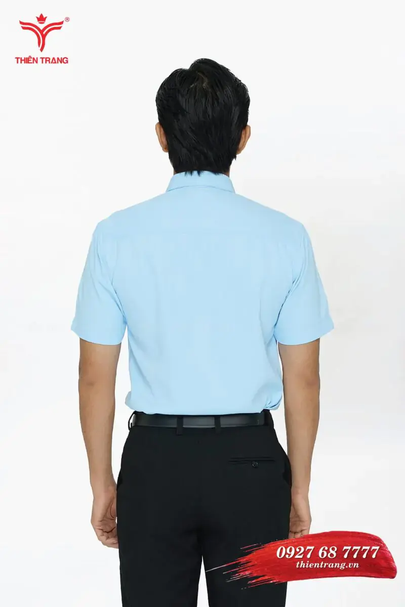 Sau áo sơ mi công sở ngắn tay nam TTDNGASMDNM5 xanh dương