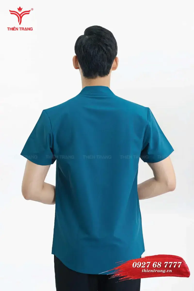 Sau đồng phục phục vụ nhà hàng TTNHAPVM5 màu xanh dương