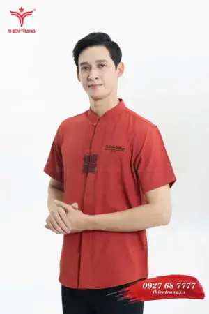Trước đồng phục phục vụ nhà hàng TTNHAPVM9 màu cam