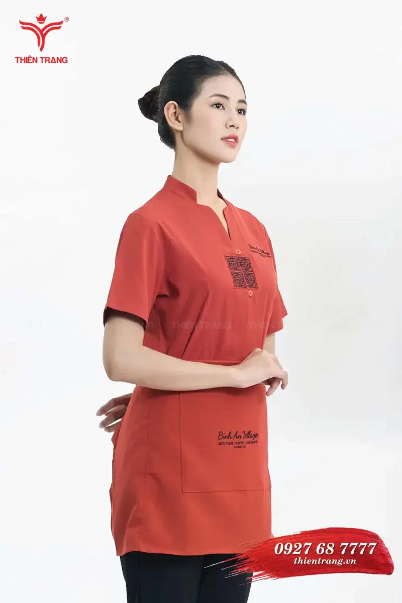 Đồng phục phục vụ nhà hàng nữ TTNHAPVWM9 màu cam - Ảnh 2