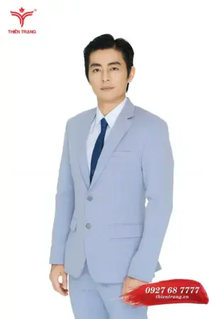 Trước đồng phục vest nam TTDNGDPVM53 màu xanh dương nhạt