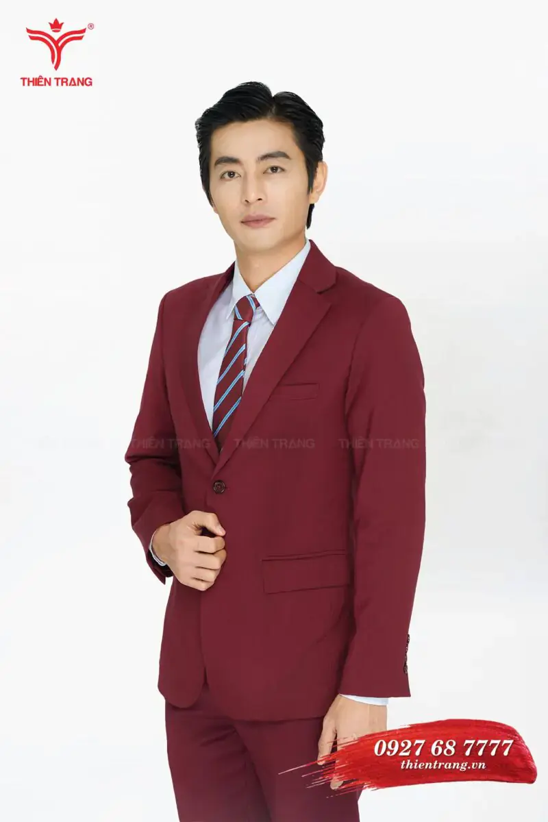 Trước đồng phục vest nam TTDNGDPVM7 màu đỏ