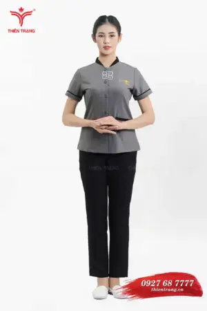 Đồng phục kỹ thuật viên spa cổ tàu TTSPAKTV03 màu xám
