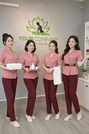 Đồng phục kỹ thuật viên spa dưỡng sinh TTSPAKTV1 màu trắng