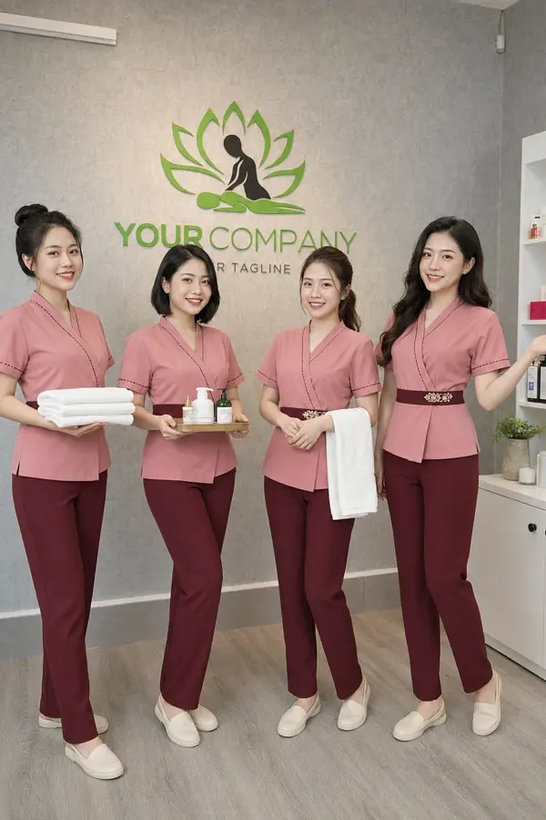 Đồng phục kỹ thuật viên spa dưỡng sinh TTSPAKTV1 hồng