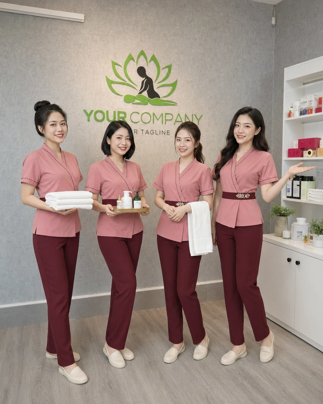 Đồng phục kỹ thuật viên spa dưỡng sinh TTSPAKTV1 màu trắng