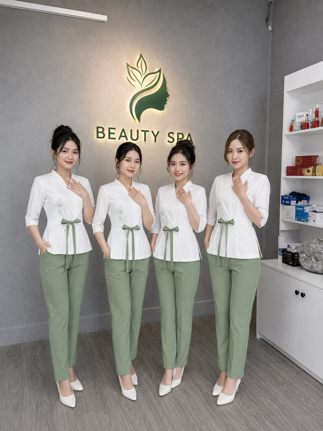 Đồng phục kỹ thuật viên spa TTSPAKTV5 xanh dương 1 Đồng phục kỹ thuật viên spa TTSPAKTV5 xanh dương