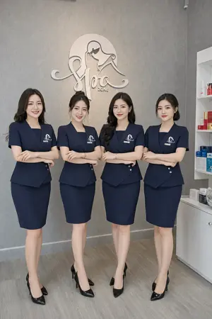 Đồng phục sơ mi nữ xanh dương cao cấp