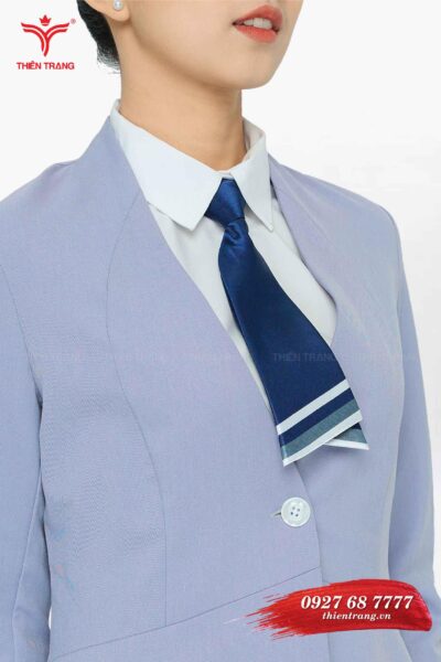 Mặt trước đồng phục Vest nữ quản lý spa TTDNGDPV5 màu xanh dương