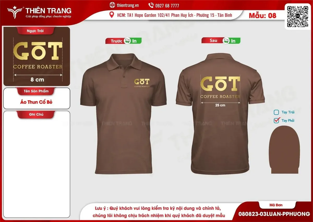 Maket áo thun cổ bẻ thương hiệu GOT Coffee Roaster