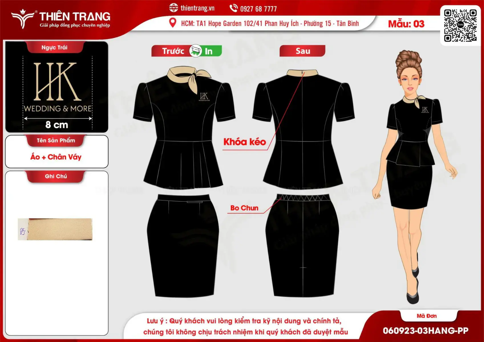 Maket áo và chân váy thương hiệu HK Wedding & More