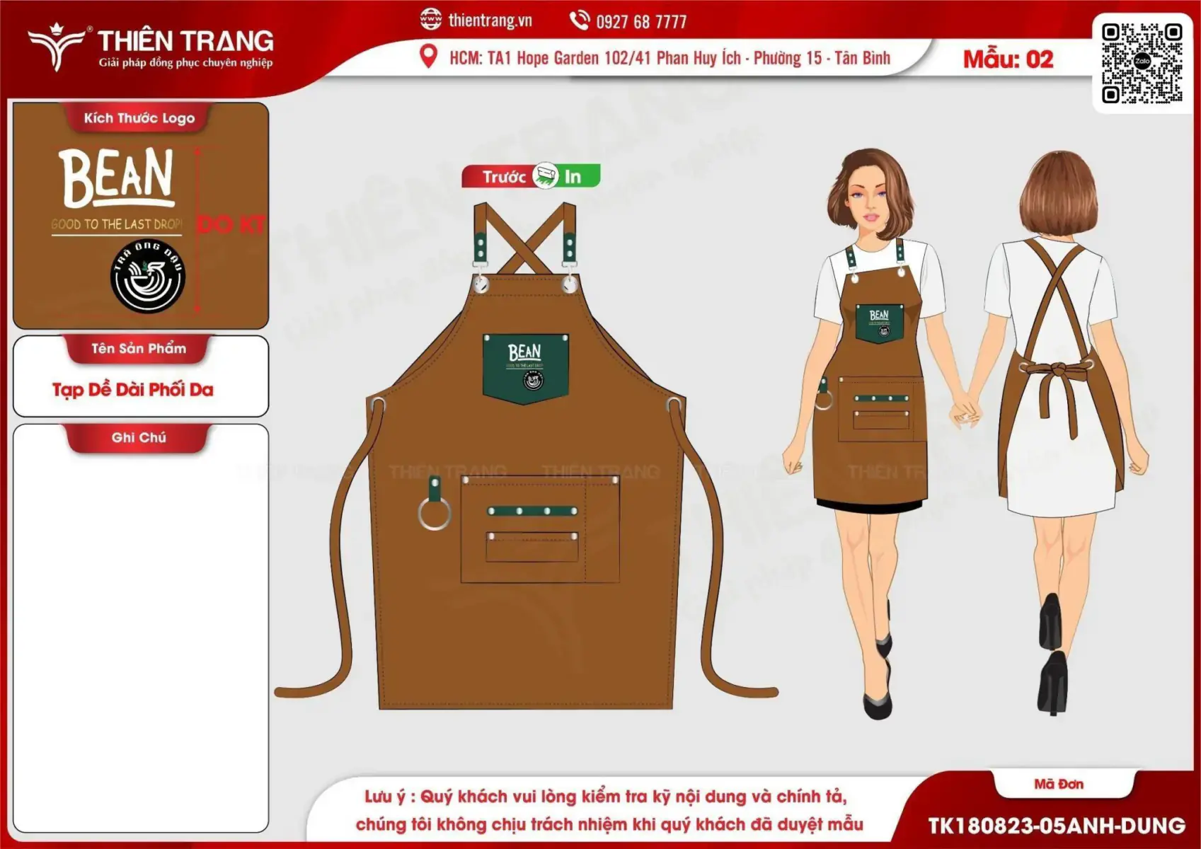 Maket tạp dề Trà Ông Dậu