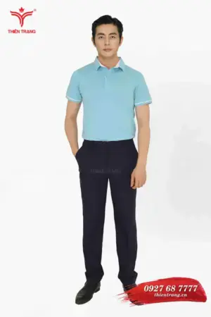 Áo thun công sở nam TTDNGATDNM53 xanh dương nhạt