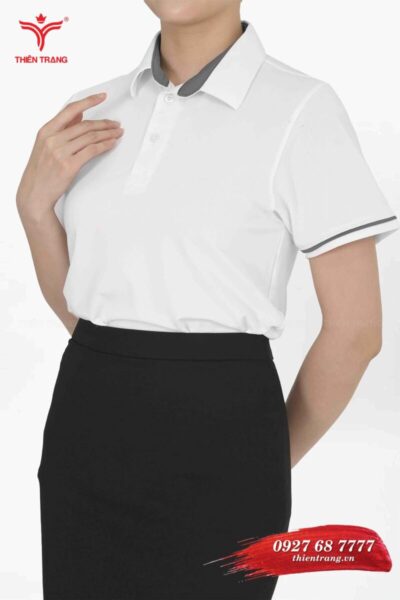 Chi tiết 2 áo thun công sở nữ TTDNGATDNWM1 màu trắng