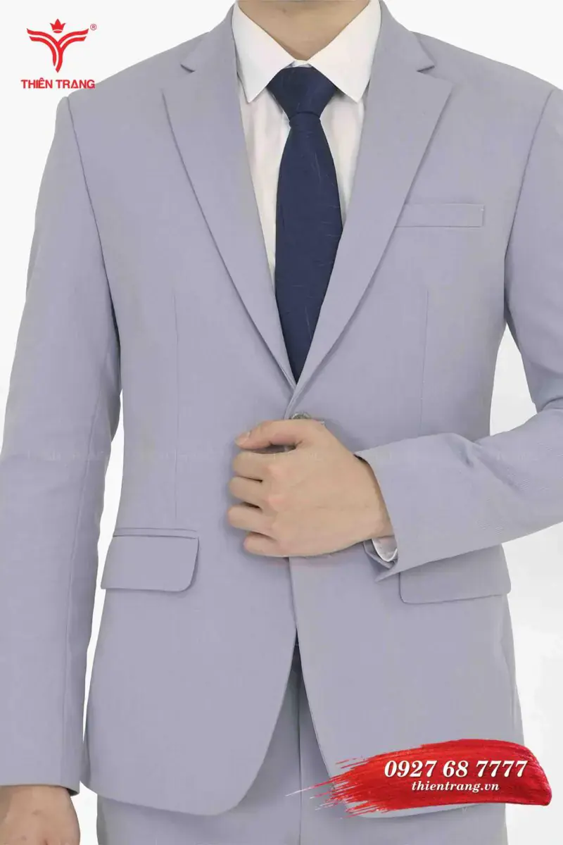 Chi tiết đồng phục Vest nam TTDNGDPVM31 màu xám nhạt