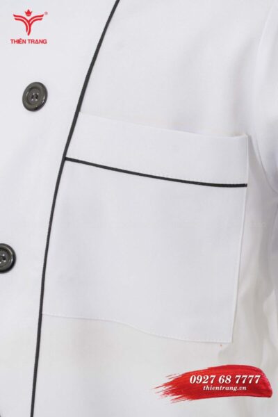 Chi tiết đồng phục bếp khách sạn TTKSADBKS1 màu trắng