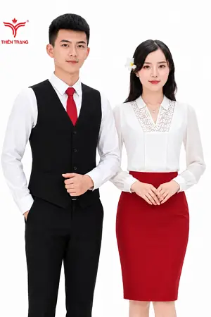 Đồng phục lễ tân khách sạn TTNHKSLT5 màu xanh dương