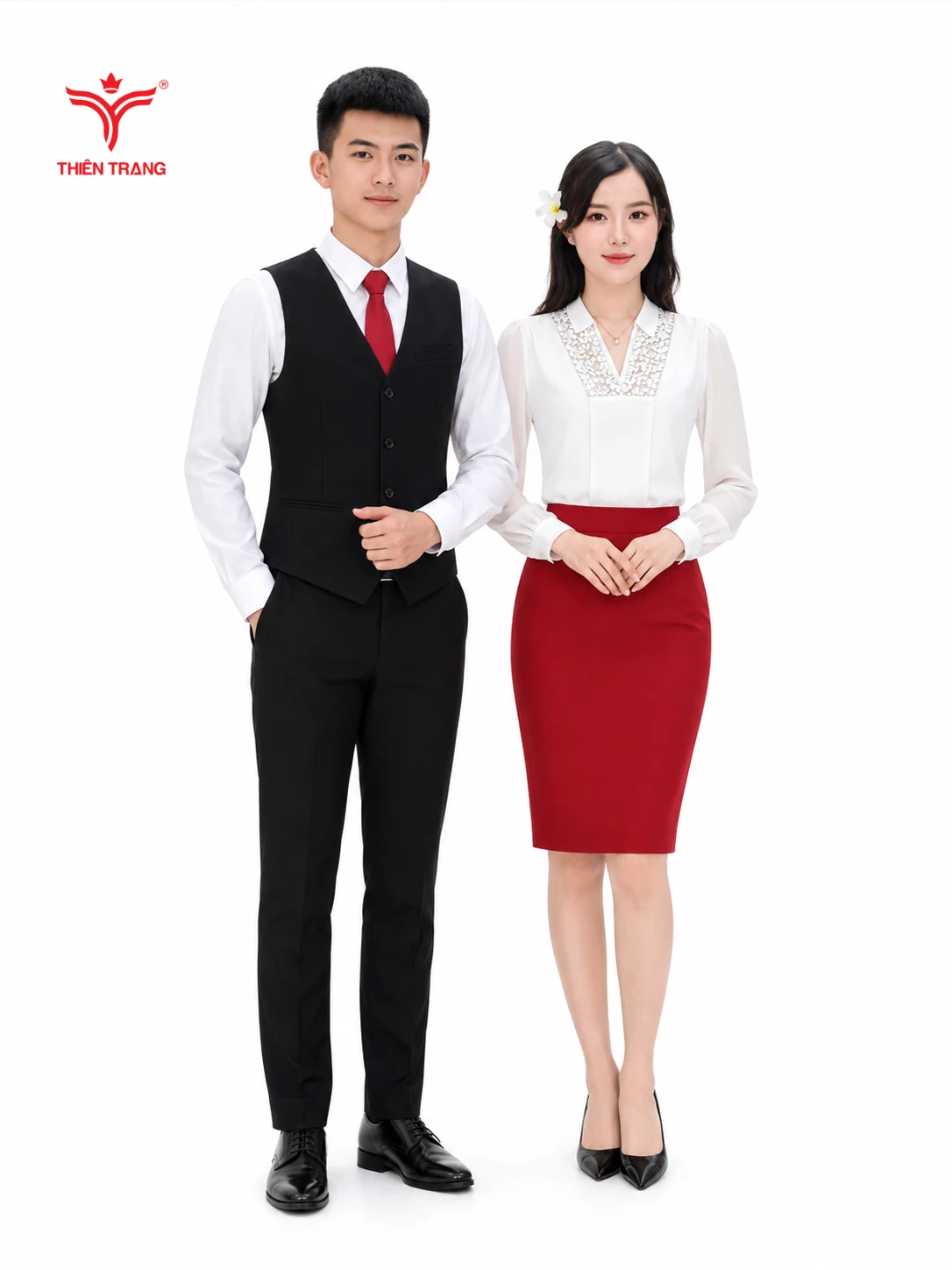 Đồng phục lễ tân khách sạn TTNHKSLT5 màu xanh dương - Ảnh 2